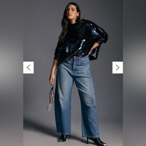 Anthropologie Pilcro Kenna Mid-rise Heritage Barrel Jeans, Eyck Wash, 16W